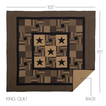 Black Check Star King Quilt 105Wx95L - The Fox Decor